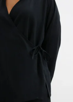 New Blusa cruzada de mezcla de lino Mujer Conjuntos De Ropa|Camisas Y Blusas