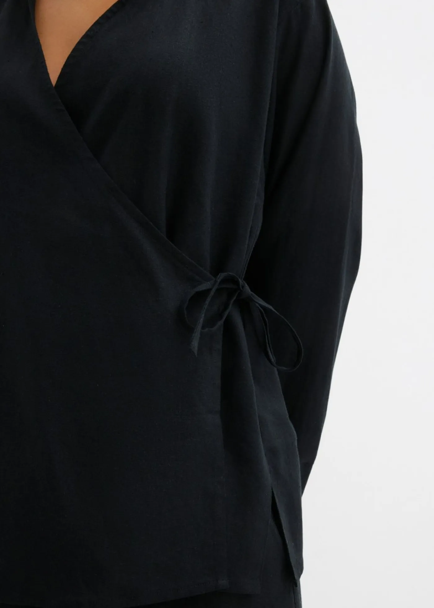 New Blusa cruzada de mezcla de lino Mujer Conjuntos De Ropa|Camisas Y Blusas
