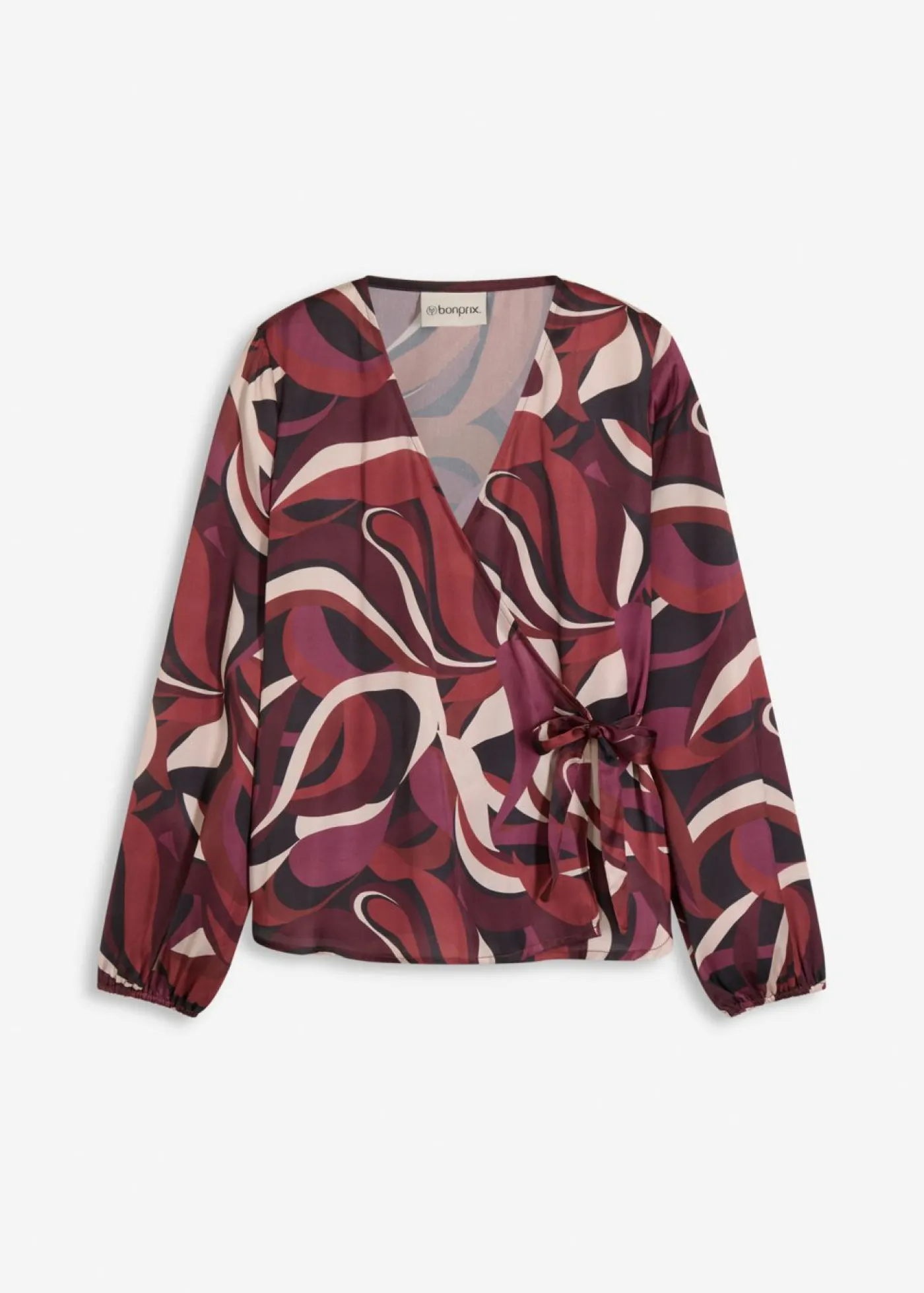 New Blusa cruzada de satén fluido Mujer Camisas Y Blusas