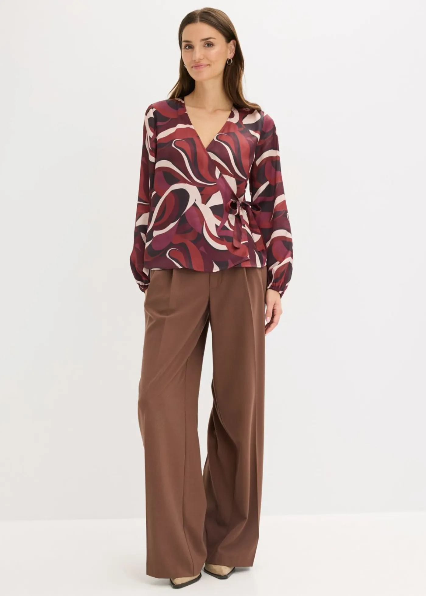 New Blusa cruzada de satén fluido Mujer Camisas Y Blusas
