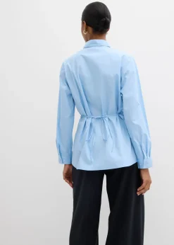 Clearance Blusa de algodón con detalle de lazo Mujer Esenciales|Camisas Y Blusas