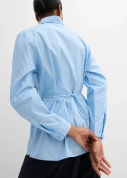 Clearance Blusa de algodón con detalle de lazo Mujer Esenciales|Camisas Y Blusas