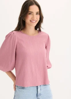 Outlet Blusa de crepé estructurado Mujer Camisetas|Novedades