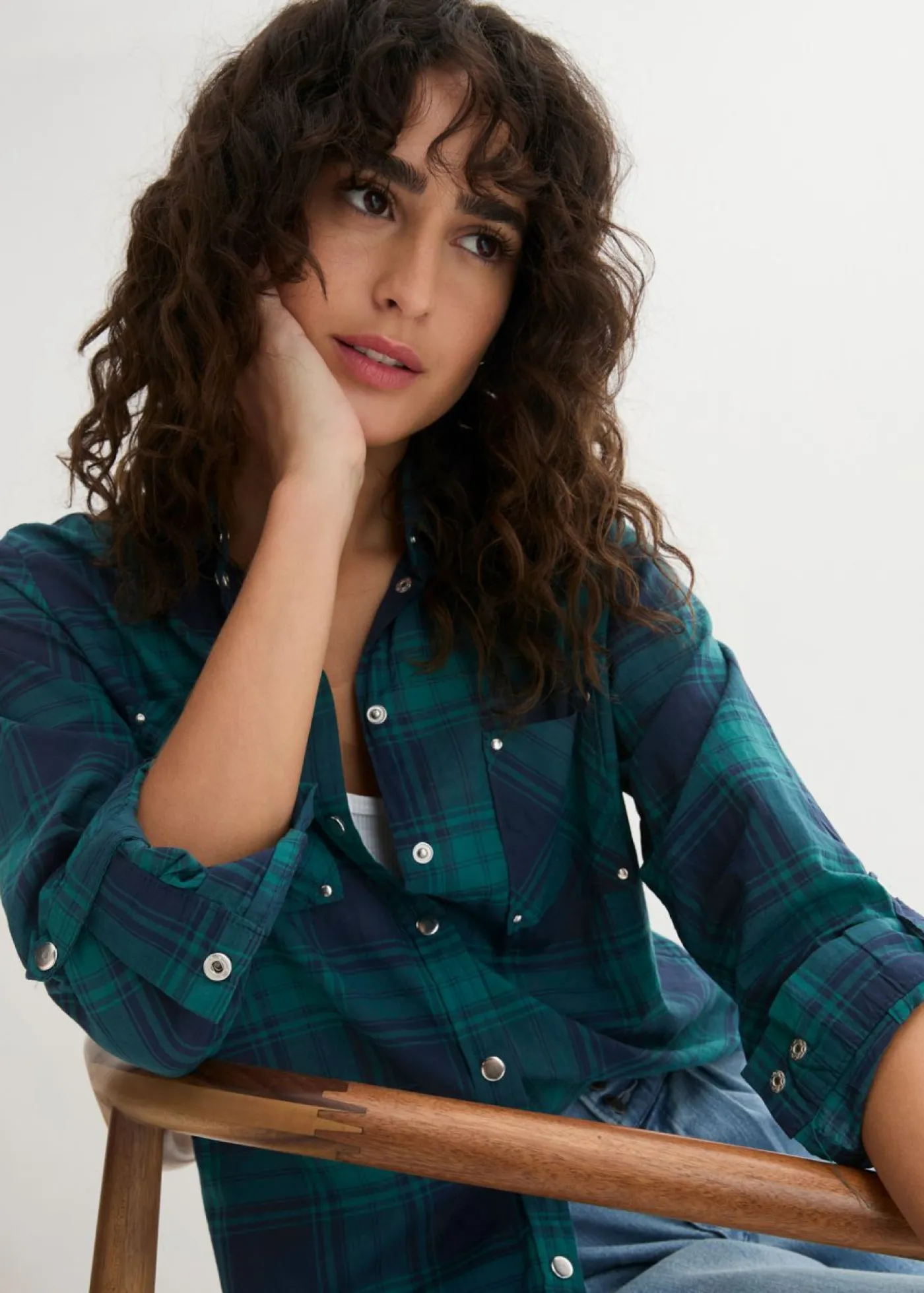 Sale Blusa de cuadros de algodón puro Mujer Camisas Y Blusas