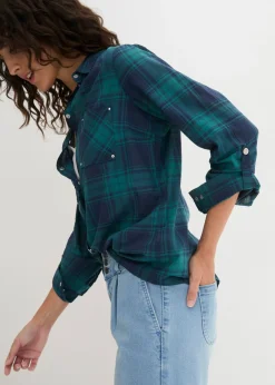 Sale Blusa de cuadros de algodón puro Mujer Camisas Y Blusas