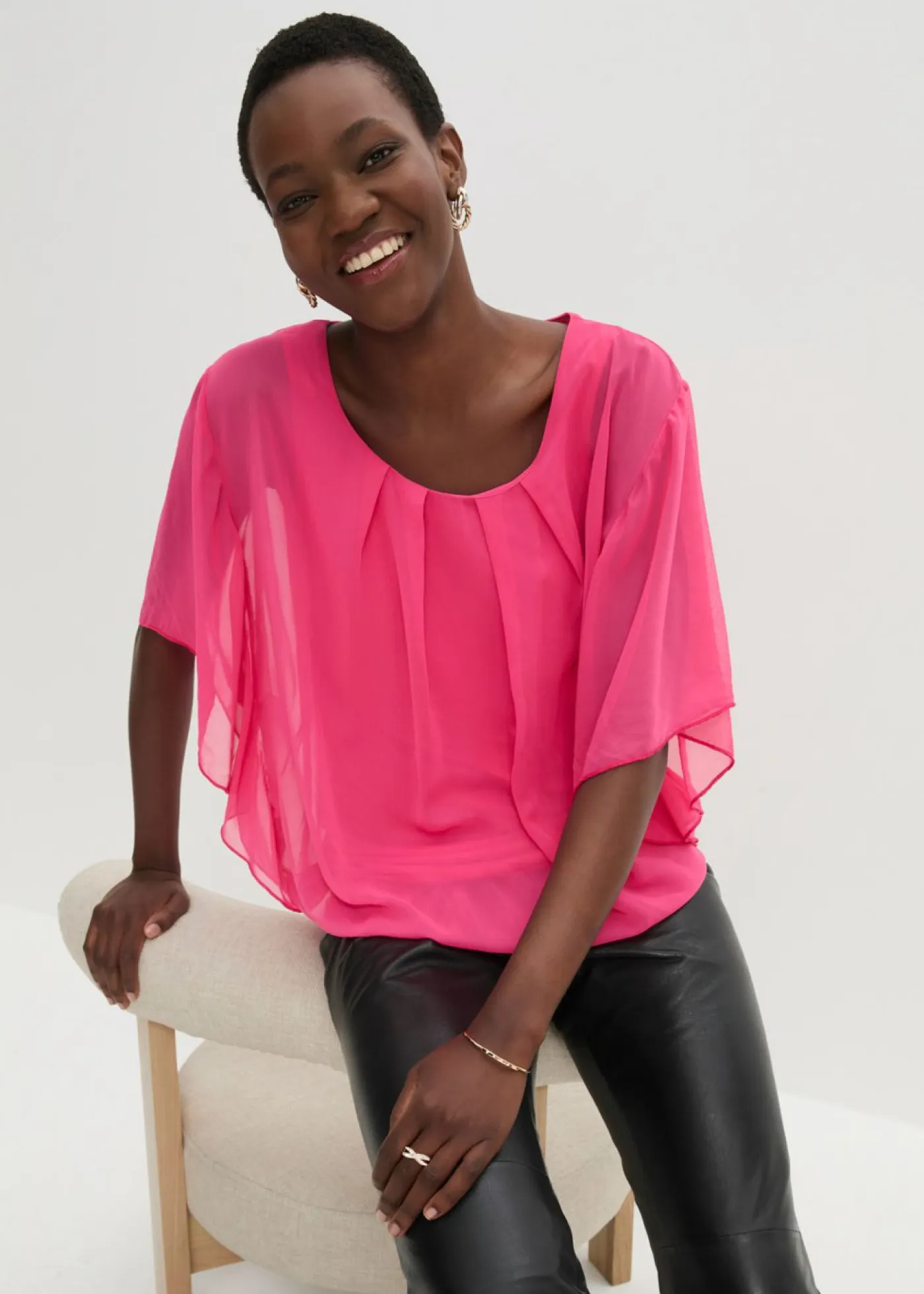 Best Blusa de gasa con camiseta interior Mujer Camisas Y Blusas|Novedades