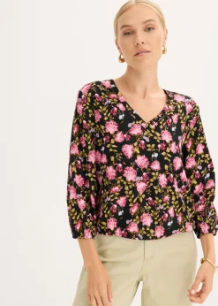New Blusa de gasa con fruncido en el bajo Mujer Camisas Y Blusas