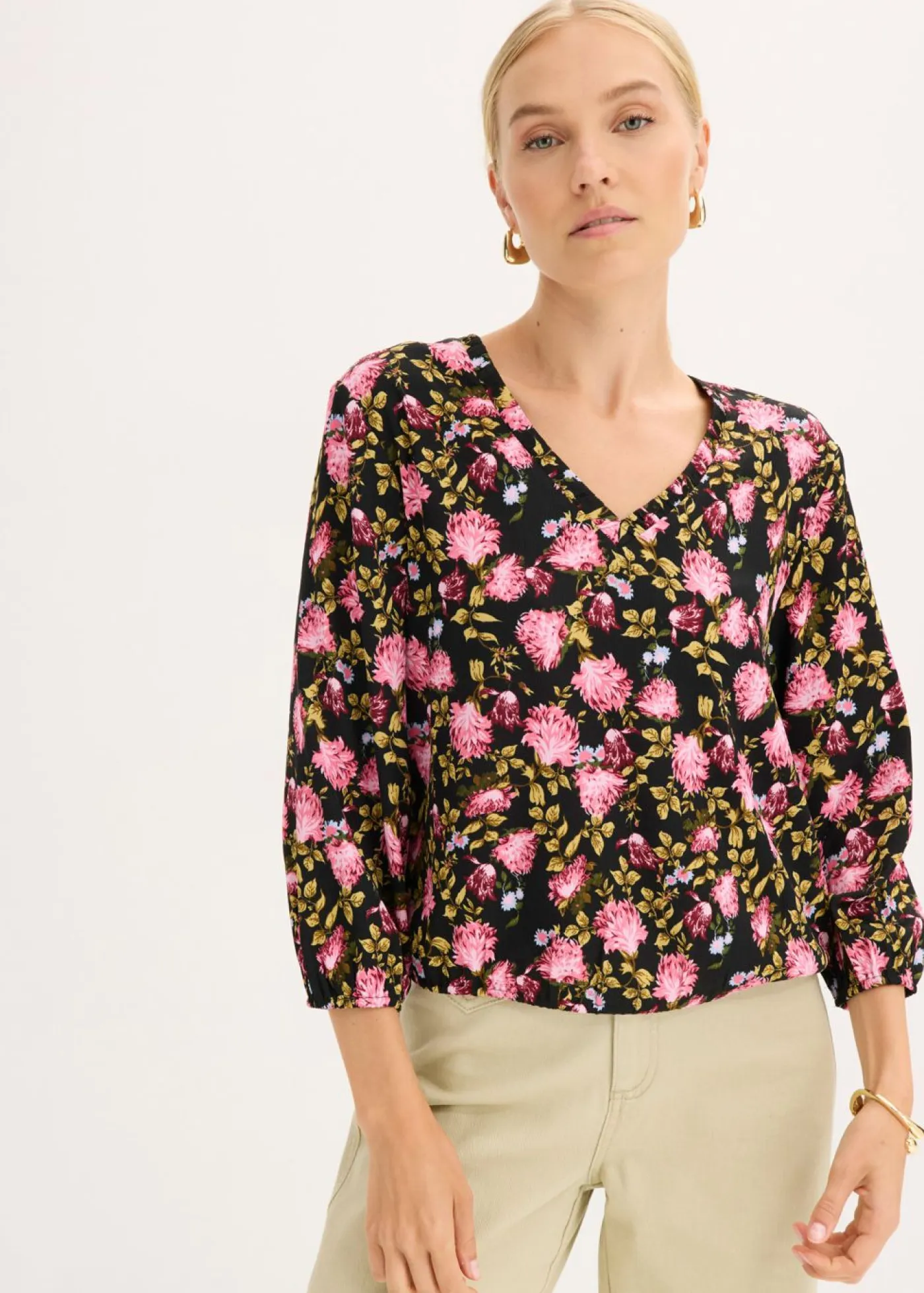 New Blusa de gasa con fruncido en el bajo Mujer Camisas Y Blusas