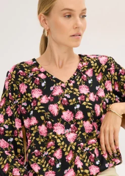New Blusa de gasa con fruncido en el bajo Mujer Camisas Y Blusas