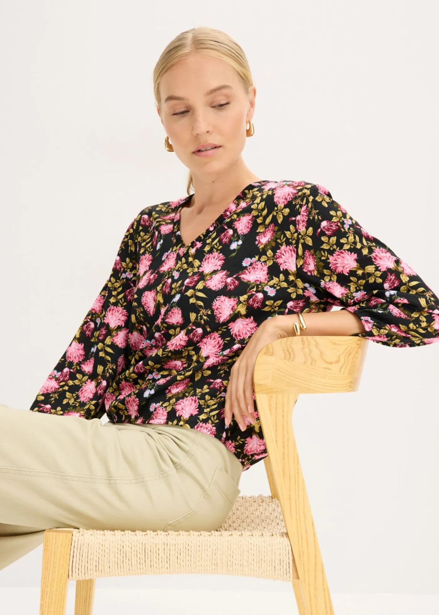 New Blusa de gasa con fruncido en el bajo Mujer Camisas Y Blusas