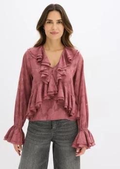 Clearance Blusa de gasa con ligeras transparencias Mujer Camisas Y Blusas