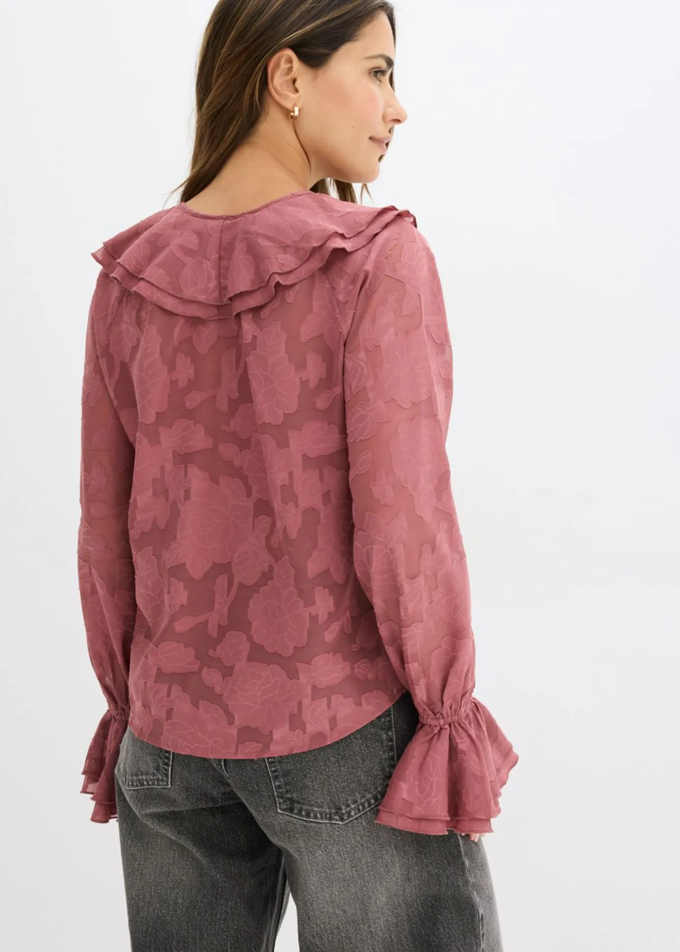 Clearance Blusa de gasa con ligeras transparencias Mujer Camisas Y Blusas