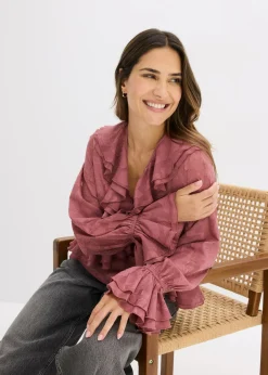 Clearance Blusa de gasa con ligeras transparencias Mujer Camisas Y Blusas