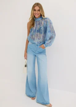 New Blusa de gasa con un hombro al descubierto Mujer Camisas Y Blusas