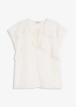 Sale Blusa de gasa con volantes Mujer Camisas Y Blusas