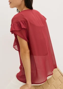Blusa de gasa con volantes Mujer Camisas Y Blusas