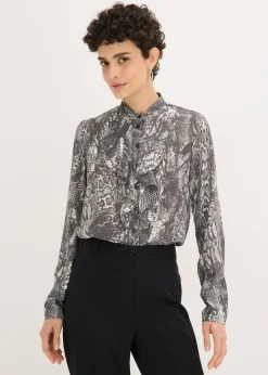 New Blusa de gasa con volantes Mujer Camisas Y Blusas