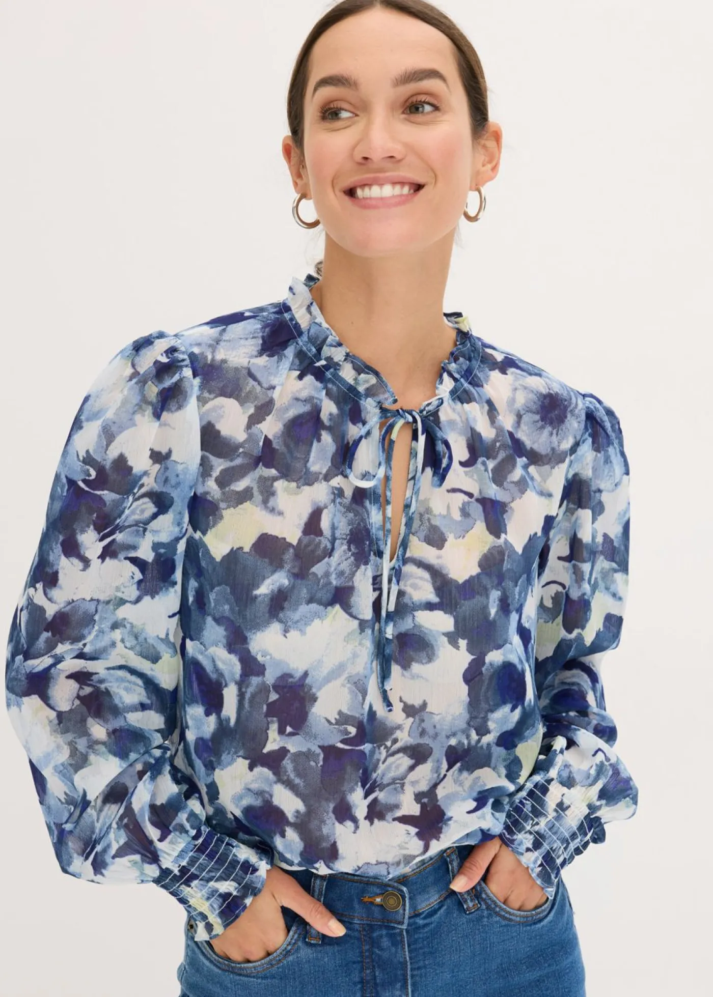 Best Blusa de gasa estampada Mujer Camisas Y Blusas|Novedades