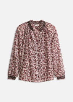 Outlet Blusa de gasa estampada con bordado Mujer Camisas Y Blusas