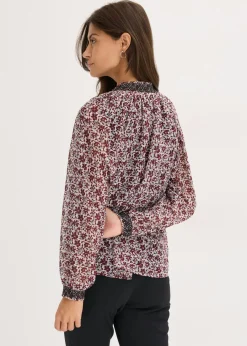 Outlet Blusa de gasa estampada con bordado Mujer Camisas Y Blusas