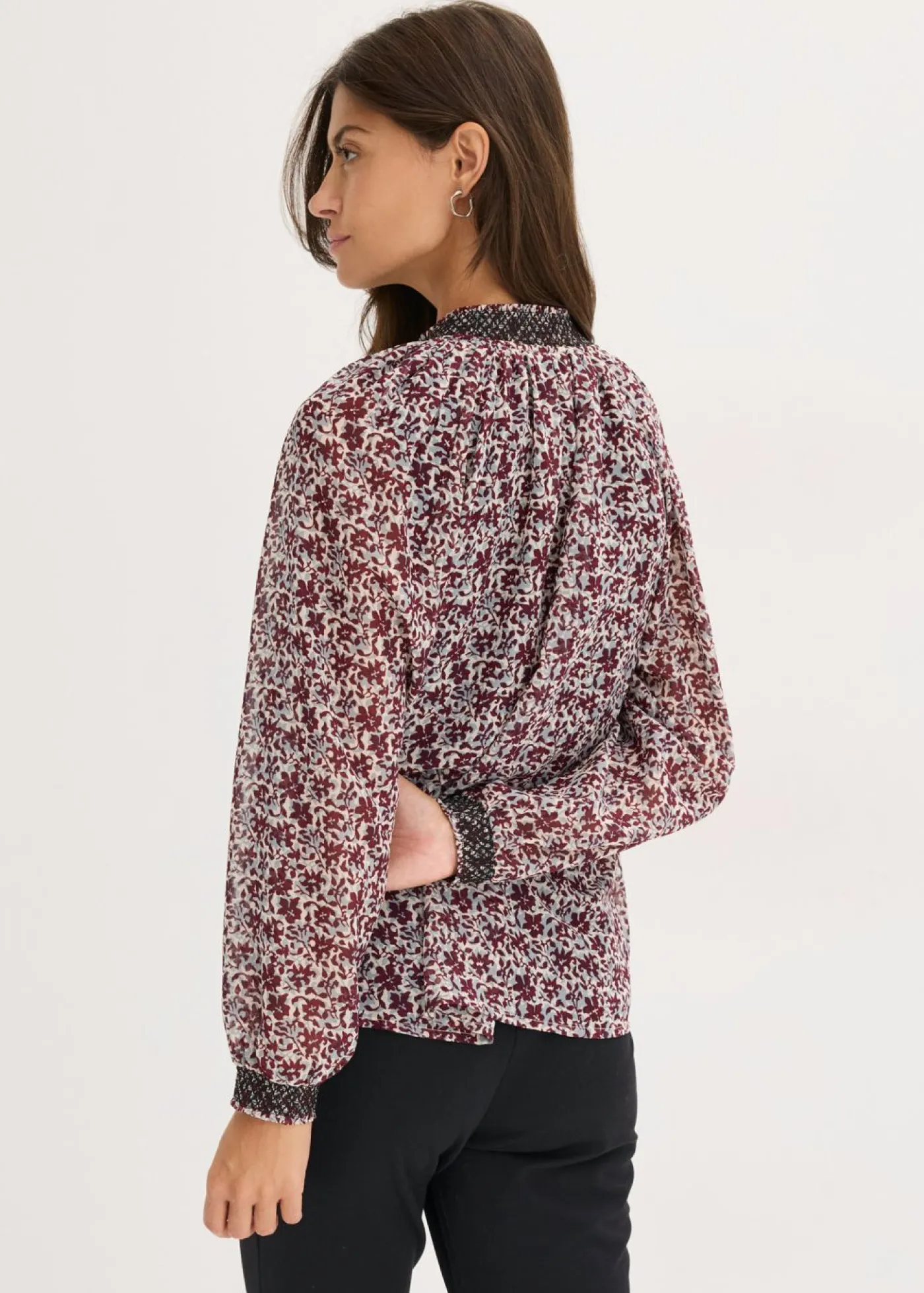 Outlet Blusa de gasa estampada con bordado Mujer Camisas Y Blusas