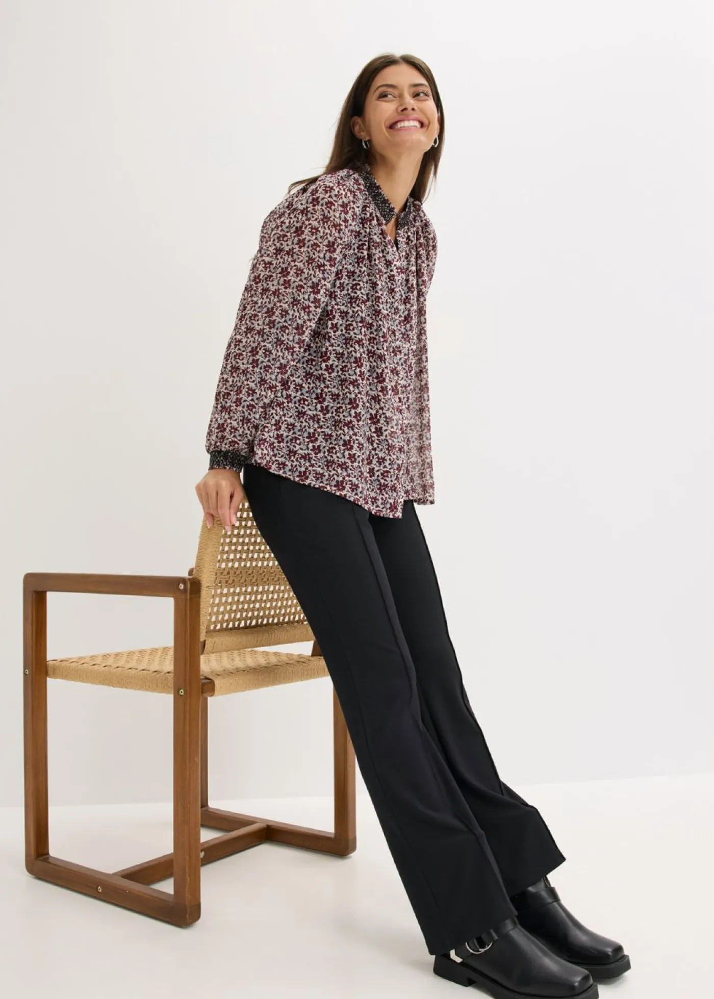 Outlet Blusa de gasa estampada con bordado Mujer Camisas Y Blusas