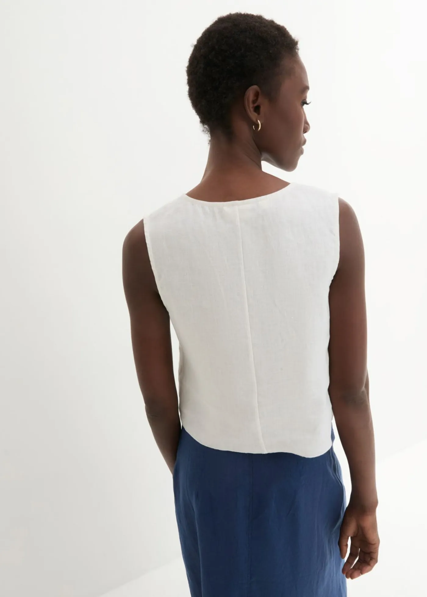 Clearance Blusa de lino puro con efecto cruzado Mujer Premium|Camisas Y Blusas
