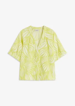 Blusa de manga corta con aspecto de lino Mujer Camisas Y Blusas