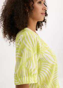 Blusa de manga corta con aspecto de lino Mujer Camisas Y Blusas