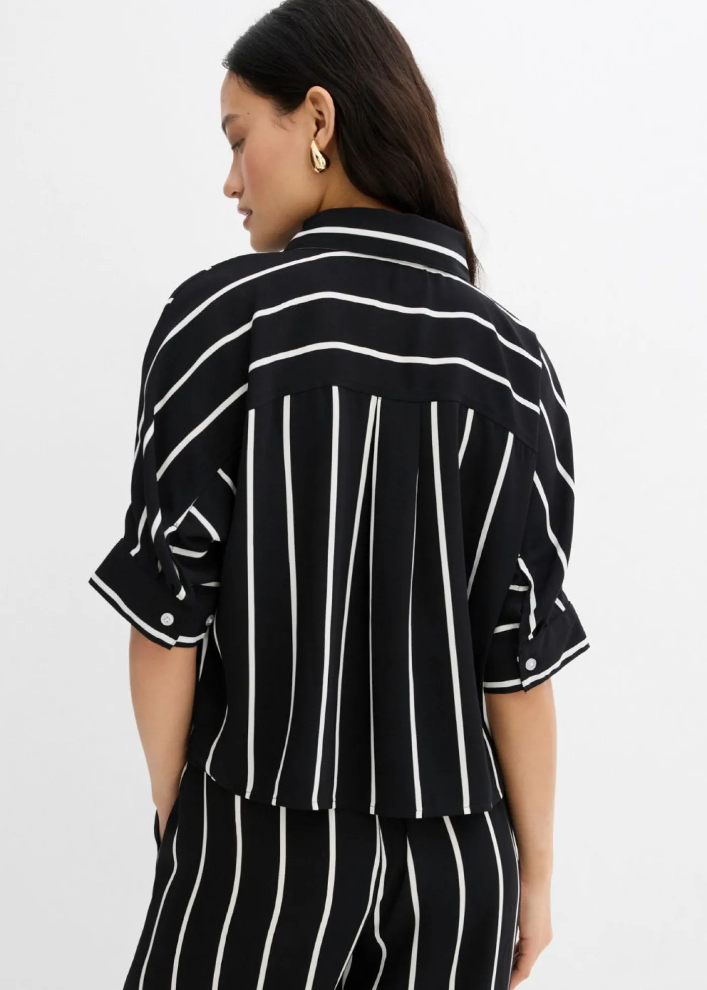 Discount Blusa de manga corta con crepé estructurado Mujer Esenciales|Camisas Y Blusas