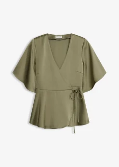 Sale Blusa de manga corta con escote pronunciado Mujer Camisas Y Blusas|Novedades