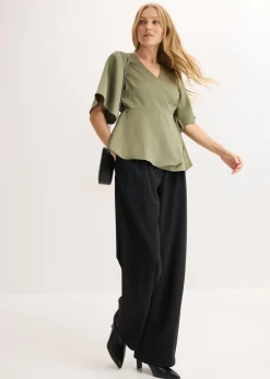 Sale Blusa de manga corta con escote pronunciado Mujer Camisas Y Blusas|Novedades