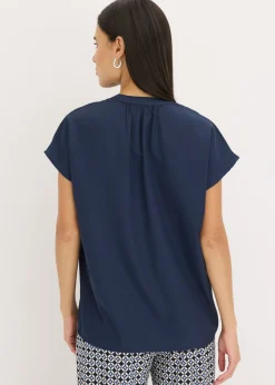 Discount Blusa de manga corta con botones ocultos Mujer Camisas Y Blusas