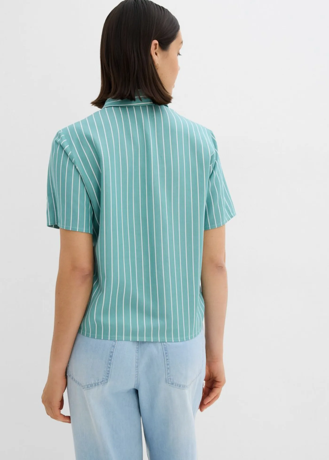 Discount Blusa de manga corta con detalle de nudo y diseño a rayas Mujer Camisas Y Blusas