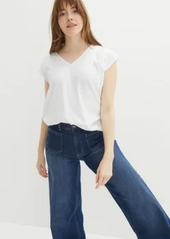 Best Blusa de manga corta con escote en V Mujer Camisas Y Blusas
