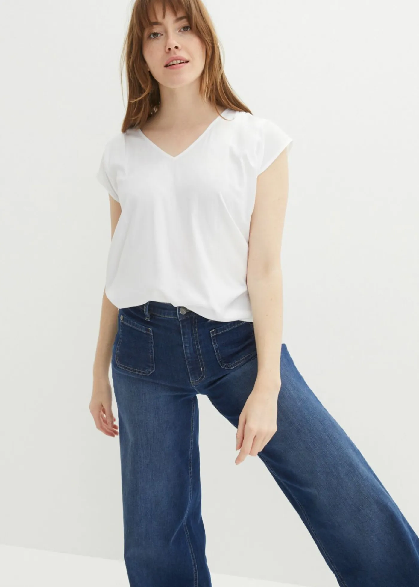 Best Blusa de manga corta con escote en V Mujer Camisas Y Blusas