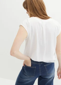 Best Blusa de manga corta con escote en V Mujer Camisas Y Blusas