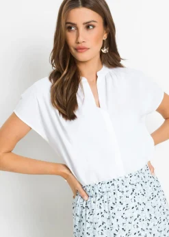 Best Blusa de manga corta con botones ocultos Mujer Camisas Y Blusas