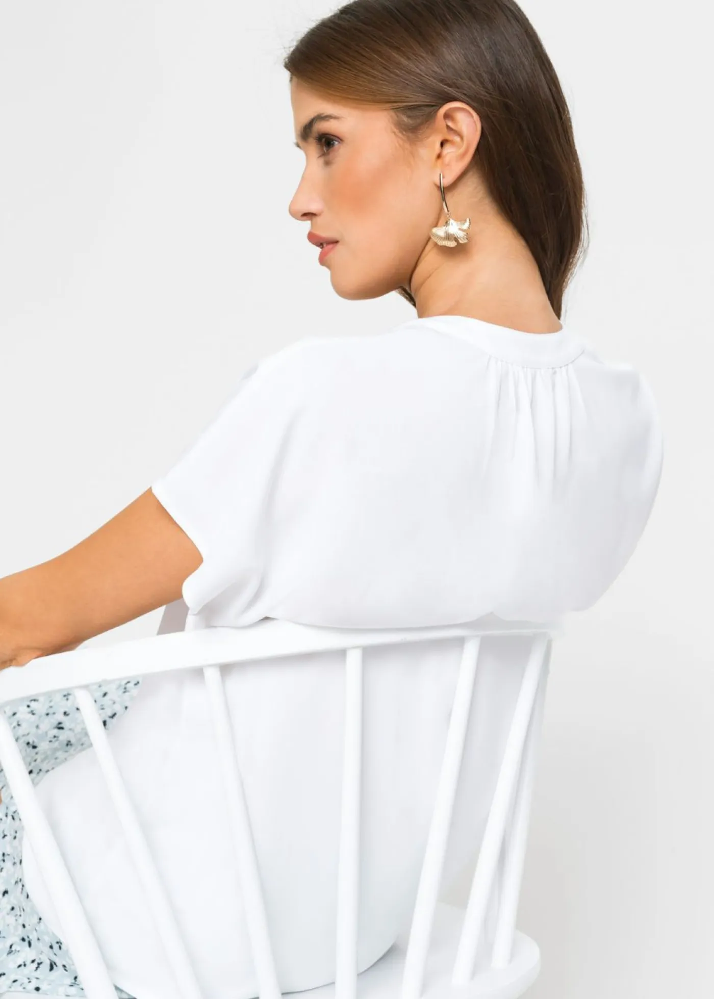 Best Blusa de manga corta con botones ocultos Mujer Camisas Y Blusas