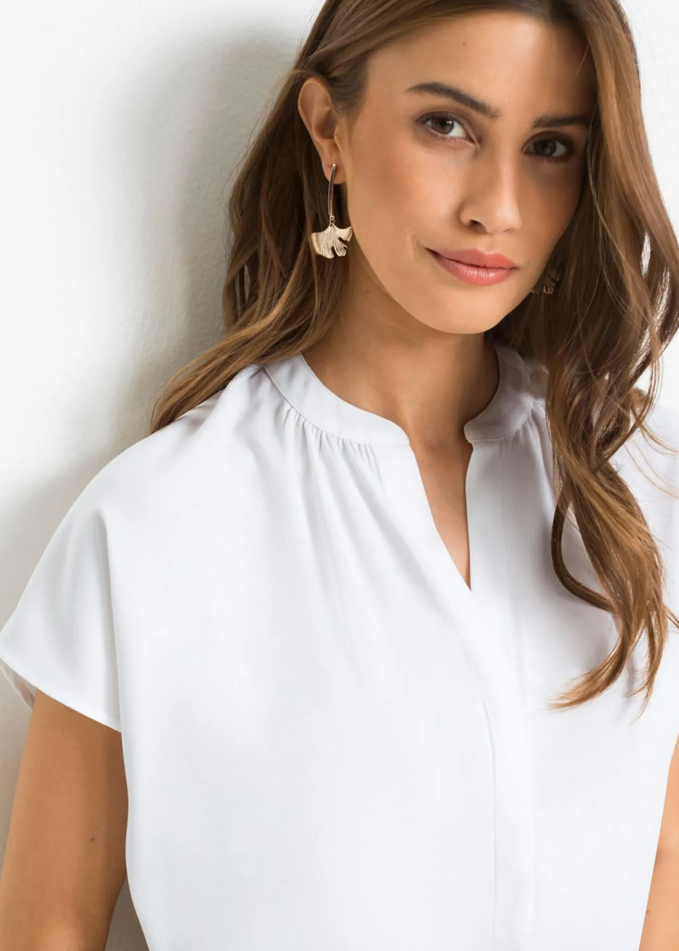 Best Blusa de manga corta con botones ocultos Mujer Camisas Y Blusas