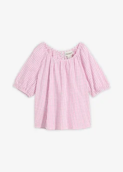 Blusa de manga corta de algodón puro Mujer Camisas Y Blusas|Novedades