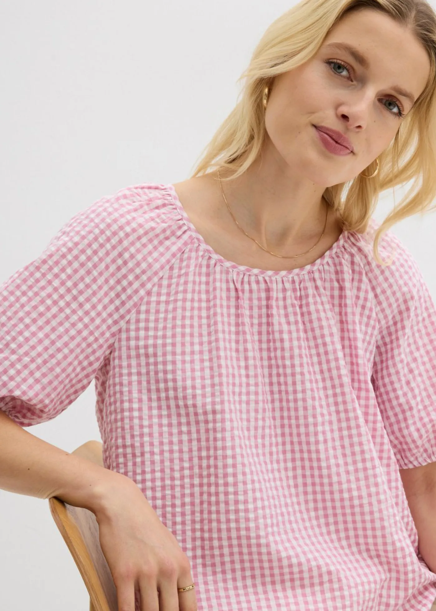 Blusa de manga corta de algodón puro Mujer Camisas Y Blusas|Novedades
