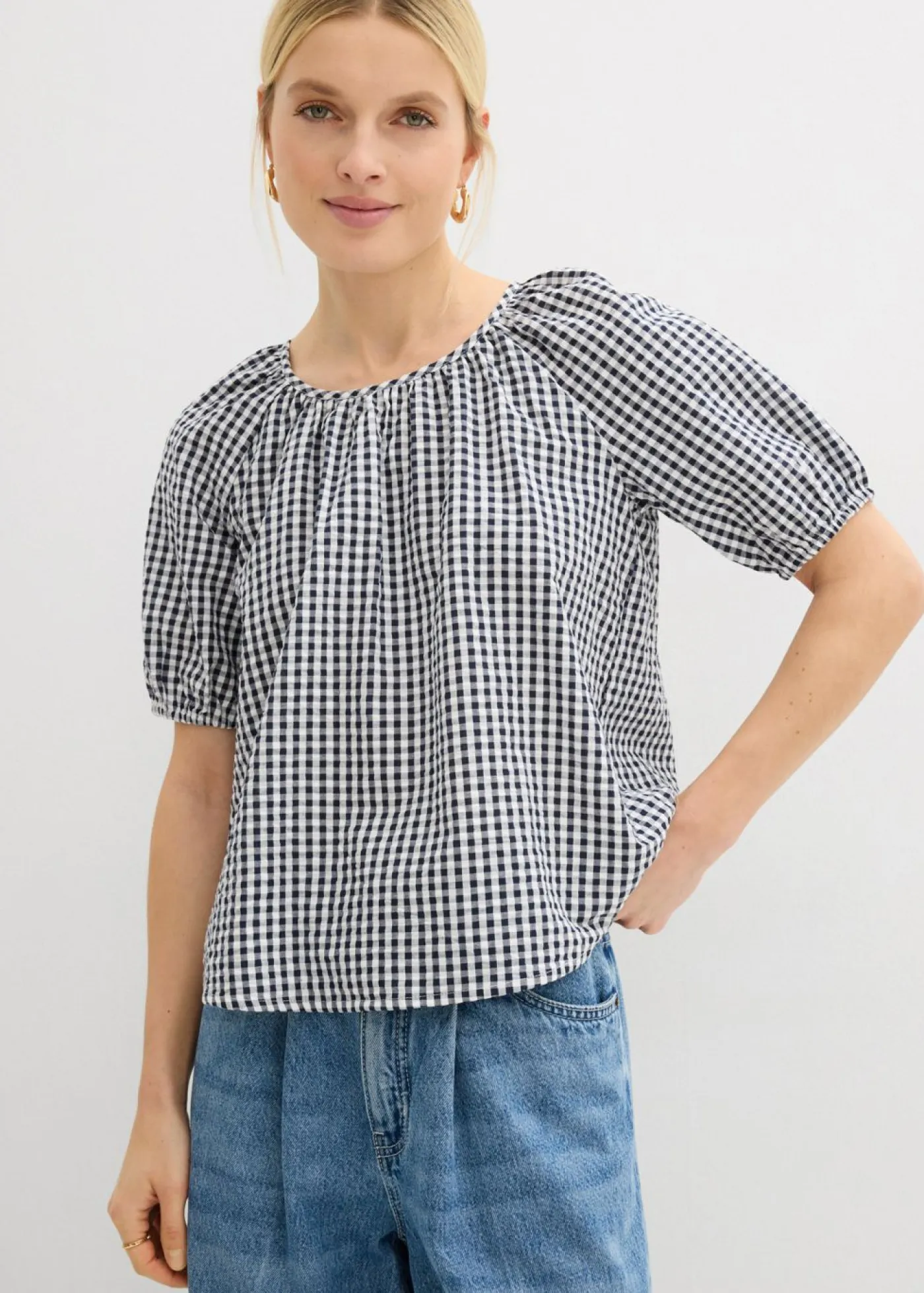 Outlet Blusa de manga corta de algodón puro Mujer Camisas Y Blusas|Novedades