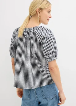 Outlet Blusa de manga corta de algodón puro Mujer Camisas Y Blusas|Novedades
