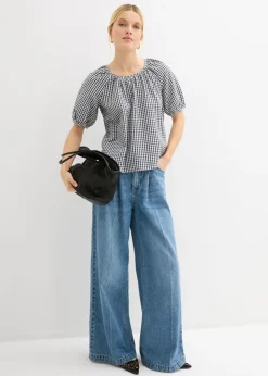 Outlet Blusa de manga corta de algodón puro Mujer Camisas Y Blusas|Novedades