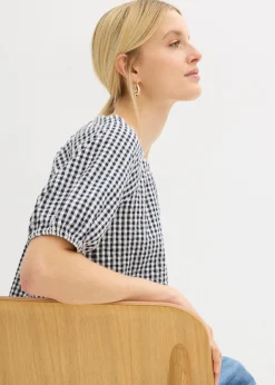 Outlet Blusa de manga corta de algodón puro Mujer Camisas Y Blusas|Novedades