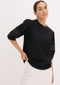 Online Blusa de manga corta de lino Mujer Camisas Y Blusas