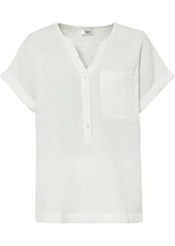 Discount Blusa de manga corta de muselina Mujer Camisas Y Blusas