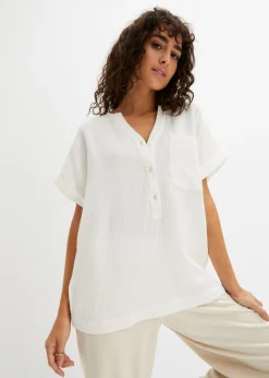 Discount Blusa de manga corta de muselina Mujer Camisas Y Blusas