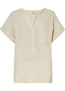 Sale Blusa de manga corta de muselina Mujer Camisas Y Blusas